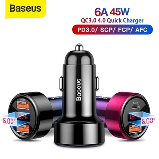 Baseus  Car Charger 45W Dual USB Type C Mobile Phone Charger Metal Car Charging QC3.0 4.0 Quick Charge