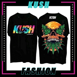 เสื้อครอปสายฝอ - การออกแบบด้านหน้า Kush (กะโหลกศีรษะ) เสื้อยืดผ้าฝ้ายควันกีฬาฮิปฮอปเสื้อยืดขนาดใหญ่