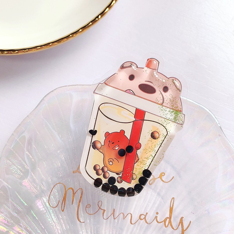 เคส-griptok-cut-milk-tea-bear-กริปต๊อกเปล่า-ติดโทรศัพท์-popstick-ทรายดูดของเหลวที่ไหล