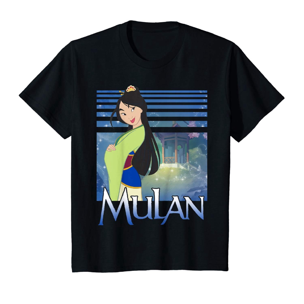 เสื้อยืดลายกราฟฟิก-disney-mulan-สีเขียว