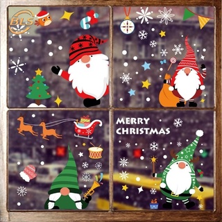 สติกเกอร์พีวีซี ลายซานตาคลอส กวาง กันน้ํา 30x20 ซม. สําหรับติดผนัง กระจก หน้าต่าง บ้าน เทศกาลคริสต์มาส