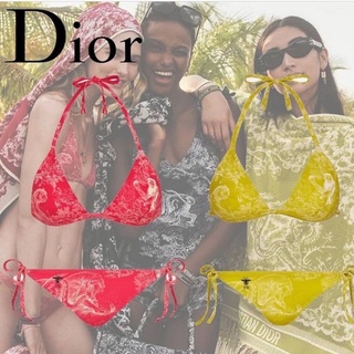 พร้อมส่งจากไทย🇹🇭 Dior  บิกินี ลายเสือ สีแดง เหลือง สายฝอ สวยสดทั้งสองสีเลยค่ะ 👙