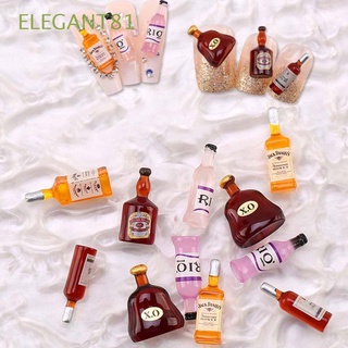 Elegant81 อุปกรณ์ตกแต่งเล็บขวดไวน์แดงสไตล์ญี่ปุ่น Diy สําหรับตกแต่งเล็บ