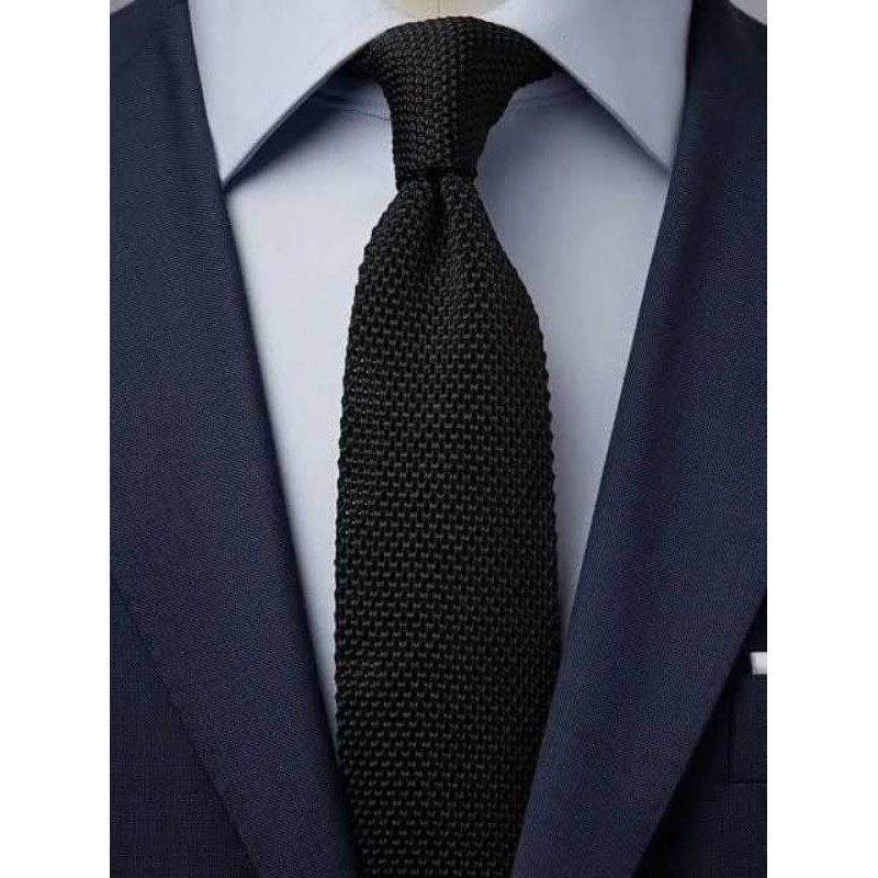 เนคไทถักสีดำ-black-knitted-tie