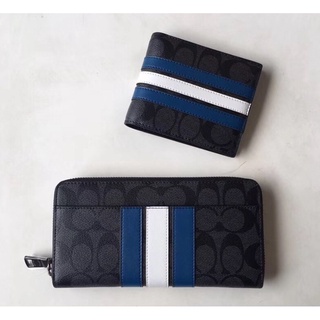 Coach 26072 26070 Varsity Stripe Men Women Long Short Wallet Purse Wallet Men Women