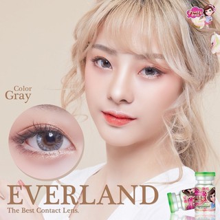 Everland Gray (1)(2) สีเทา บิ๊กอาย ไม่เน้นขอบ ตาหวาน ตาโต Pretty Doll ฝาเขียว ค่าสายตา สายตาสั้น แฟชั่น สายตาปกติ แบ๊ว