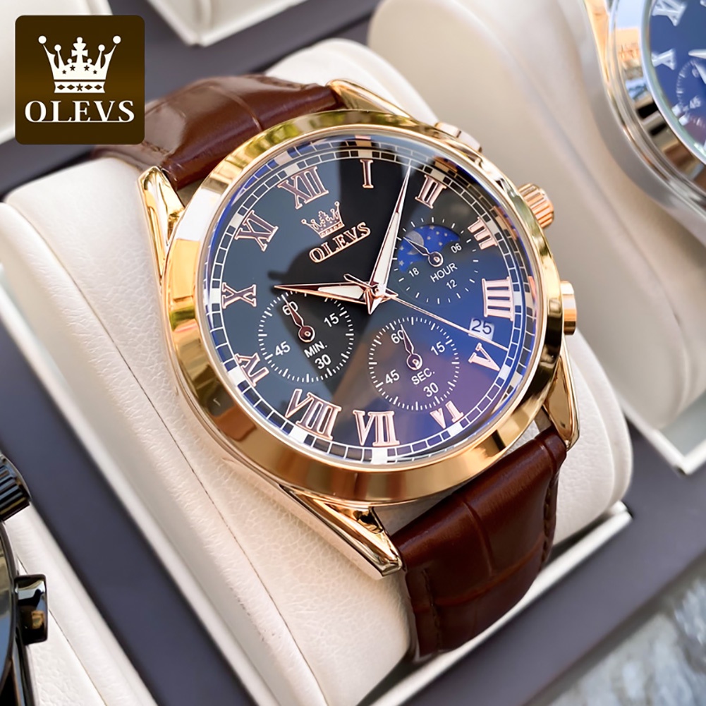 รูปภาพของOLEVS นาฬิกาผู้ชาย กันน้ำได้ 100% สายหนัง แท้ แบรนด์ นาฬิกาข้อมือผู้ชาย สเตนเลส นาฬิกาชาย สีดำ สีน้ำตาล ของขวัญวาเลนไทน์ 2871ลองเช็คราคา