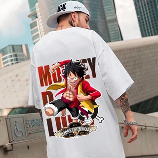 เสื้อยืดแขนสั้น พิมพ์ลายการ์ตูนอนิเมะ One Piece Luffy อินเทรนด์คู่รัก สไตล์ญี่ปุ่น เหมาะกับฤดูร้อน สําหรับผู้ชาย