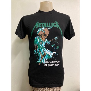 HH . Metallica 1980s เสื้อยืดวินเทจ เสื้อวง วงร็อค เสื้อโอเวอร์ปริ้นส์ Nirvana เสื้อ3D สไตล์วินเทจ AcDc Labe cotton
