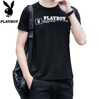 [S-5XL] Playboy ใหม่ เสื้อยืดลําลอง ผ้าฝ้าย แขนสั้น คอกลม แฟชั่นสําหรับผู้ชาย