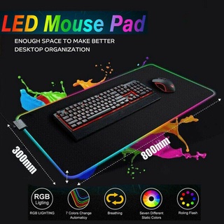 ภาพหน้าปกสินค้าBJONE RGB แผ่นรองเมาส์ แผ่นรองเมาส์มีไฟ Mousepad แผ่นรองเมาส์เกมมิ่ง แบบยาว 7 สี LED พับได้ 80*30cm Mouse Pad ที่เกี่ยวข้อง