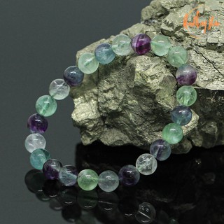 หินฟลูออไรท์ ขนาด 8 มิล Fluorite ช่วยซ่อมแซมกระดูก ช่วยแก้อาการปวดกระดูกต่างๆ กำไลหินแท้ หินสี by.ออมทอง