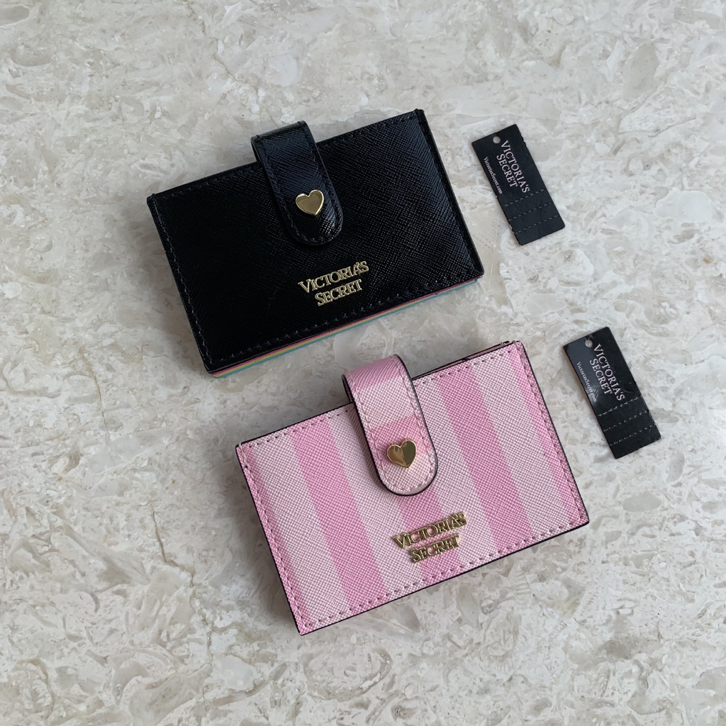 ของแท้-ใหม่-กระเป๋าสตางค์-ใส่บัตรได้หลายใบ-ลาย-victorias-secret-pinkstripe