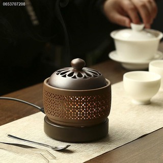 เครื่องทําอโรม่า♞❈Electronic Aroma Diffuser Ceramic Hollow Sandalwood Incense Burner Plug-in Electric Powder Cover Lamp