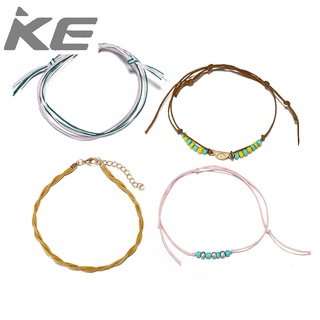 Jewelry Beach Semicircle Metal Sheet Hand Beaded Cord Color MultiAnklet for girls for women lo