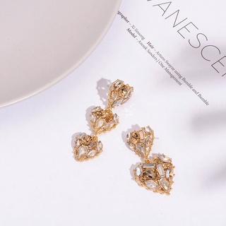 SALE  เครื่องประดับ ต่างหู สไตล์เกาหลี Classic Crystal Loving สวยหรู รูปหัวใจ