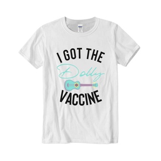 ROUND คอลูกเรือเสื้อยืดผ้าฝ้าย พิมพ์ลาย I Got the Dolly Vaccine สีขาว สําหรับผู้ชาย JHhidk97AIpice38-4XL