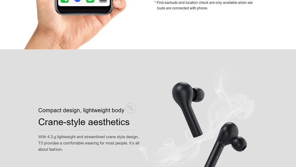 มุมมองเพิ่มเติมของสินค้า QCY T5 หูฟังเกมมิ่ง หูฟังบลูทูธ Bluetooth 5.0 หูฟังไร้สาย TWS หูฟัง Gaming