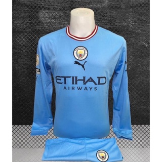 ส่งฟรี EMS ชุดบอลแมนเชสเตอร์ซิตี Manchester City แขนยาว ชุดฟุตบอล เสื้อบอล