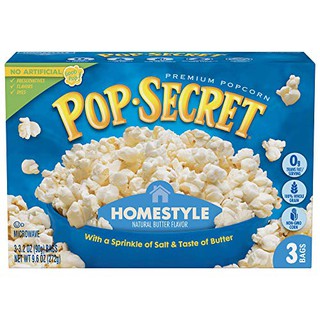 สินค้า Pop Secret - HOMESTYLE ป๊อปซีเคร็ท เมล็ดข้าวโพดดิบ สำหรับไมโครเวฟ รสเค็มหอมกลิ่นเนยอ่อนๆ แบบอเมริกันแท้ๆ 272 00g (3 Bag)