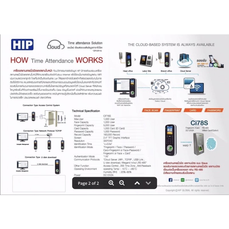 hip-cif76s-เครื่องสแกนใบหน้าระบบเปิดปิดประตู-access-control-รุ่นใหม่ล่าสุด-เชื่อมต่อผ่าน-wifi