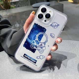 เคสโทรศัพท์มือถือ ซิลิโคนนุ่ม TPU ใส หนา กันกระแทก ลายอวกาศ สําหรับ IPhone 13 12 11 Pro Max XS XR X 8 7 6S Plus SE 2020