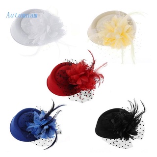 Autu Fascinators หมวกค็อกเทล ประดับขนนก สําหรับผู้หญิง