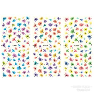 สติกเกอร์ติดเล็บ สติกเกอร์ตกแต่งเล็บ แทททูติดเล็บ แบบลอกลายน้ำ ลายดอกไม้ YE423-YE425