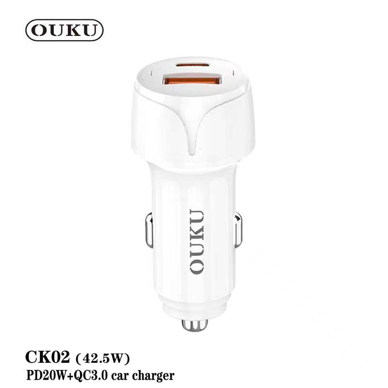 ouku-ck02-ที่ชาร์จแบตในรถ-ชาร์จเร็ว-usb-car-chargerหัวชาร์จ-อะแดปเตอร์-ชาร์จในรถ-1ช่อง-usb-22-5w-type-c20w-qc02-พร้อมส่ง