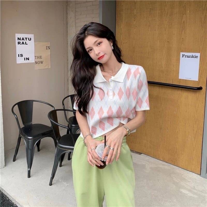 พร้อ-มส่ง-เสื้อไหใพรมคอปก-ลายตารากหมากรุก-สีน่ารักมาก