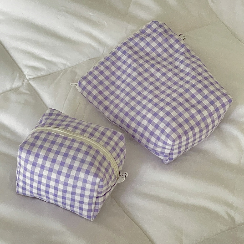 ภาพสินค้าmate.made.material  Flabby Bag  Toiletry & Makeup Bag / etc. (Gingham fabric) จากร้าน mate.made.material บน Shopee ภาพที่ 7