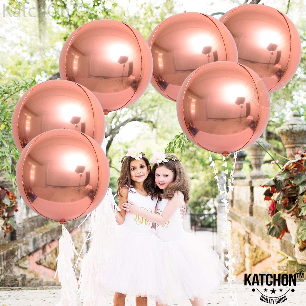 ลูกโป่ง-4d-สีโรสโกลด์-เมทัลลิก-ทรงกลม-360-องศา-ขนาด-22-นิ้ว-สําหรับตกแต่งวันเกิด-งานแต่งงาน