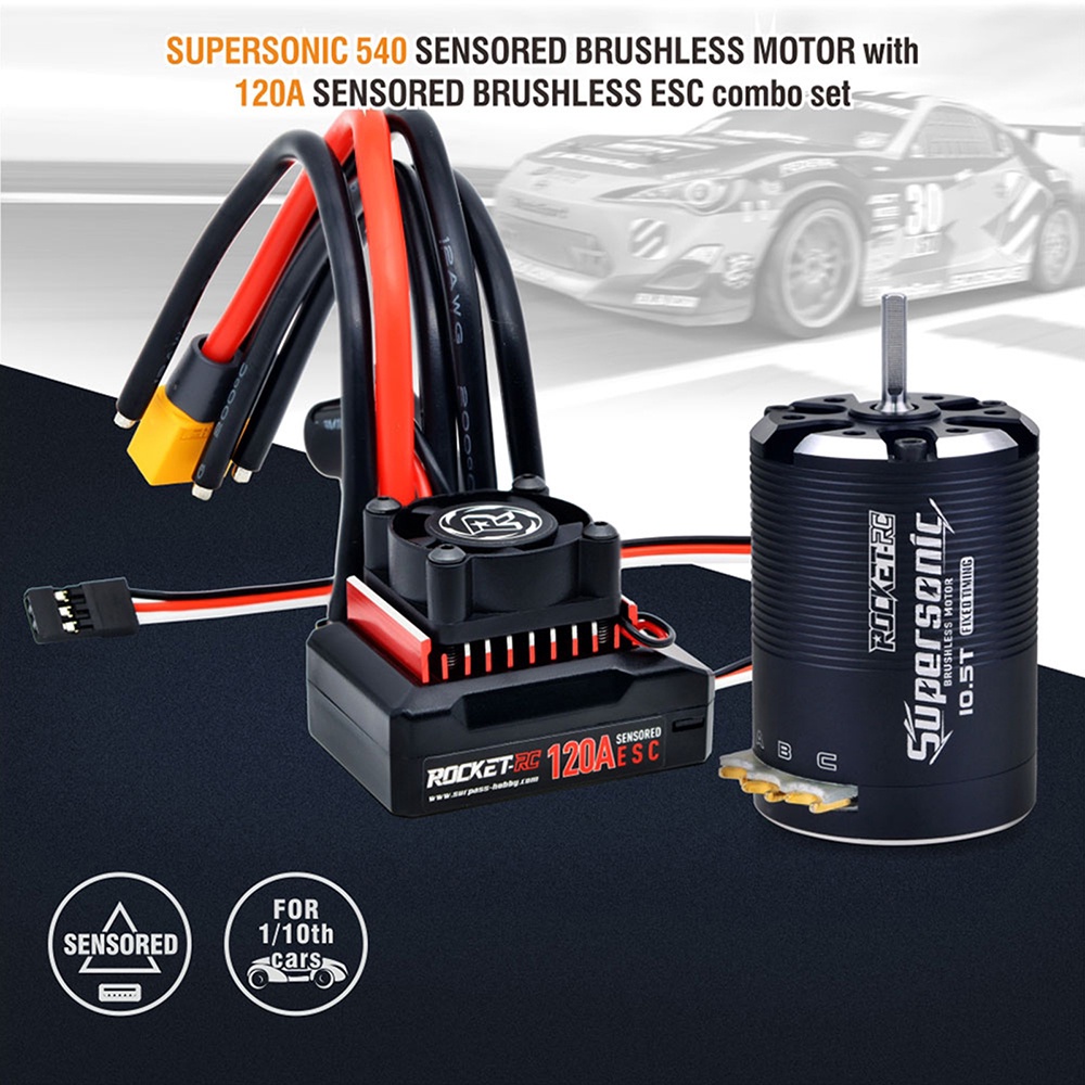 Rocket-RC Supersonic 540 มอเตอร์แบบไม่มีแปรงเซ็นเซอร์และ 120A ESC ...