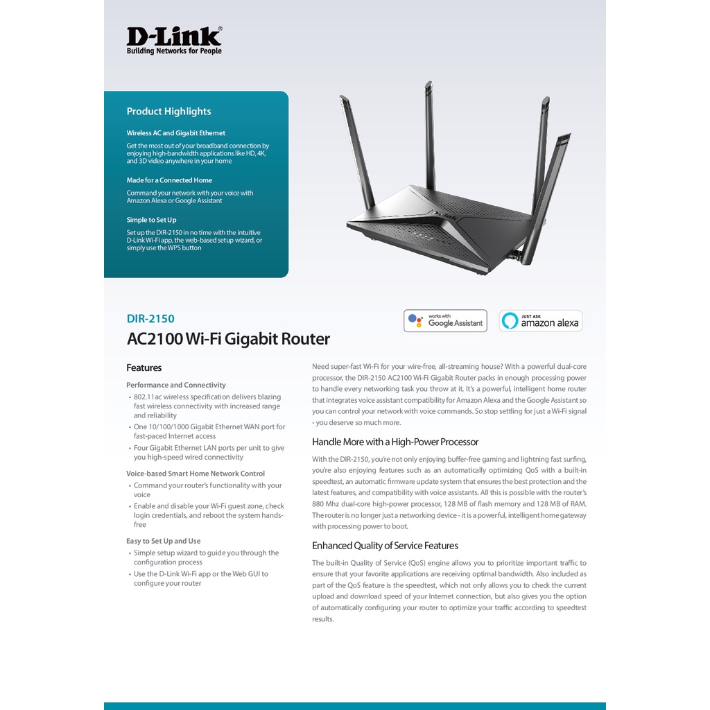 router-d-link-dir-2150-wireless-ac2100-dual-band-gigabit-ของแท้รับประกันตลอดอายุการใช้งาน