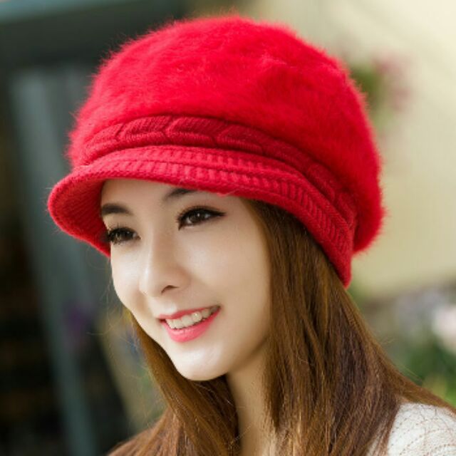 หมวกไหมพรม-soft-หมวกหน้าหนาว-สีแดง