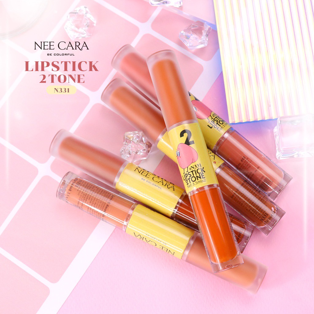 nee-cara-lipstick-2-tone-matte-amp-gloss-รุ่นn331-นีคาร่า-ลิป-ลิปแมต-amp-ลิปกลอส-ลิป2เนื้อ-ในแท่งเดียว-ลิป2in1