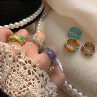 ภาพขนาดย่อของภาพหน้าปกสินค้า5Pcs/Set Fashion Colorful Resin Ring Set Korean Acrylic Diamond Rings Finger Ring Women Jewelry Accessories จากร้าน xuyibeauty.th บน Shopee ภาพที่ 3