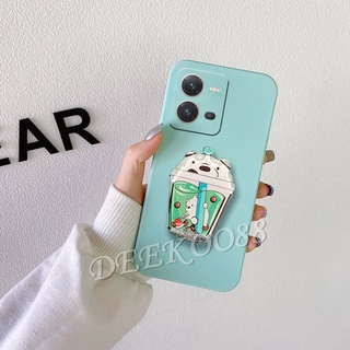 ใหม่ เคสโทรศัพท์มือถือ VIVO V25 5G / V25e / Y35 / Y16 / Y02S / Y22S / Y22 4G 2022 New Phone Cell Case with Lovely Cute Cartoon Stand Holder Smartphone Casing Softcase TPU Back Cover VIVOY35 VIVOV25e VIVOY16 VIVOY22