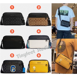 Coach C4149 C4147 C4027 C4026 C4148 Peanuts Graham Double Zip Crossbody Men Women Sling Camera Bag กระเป๋า