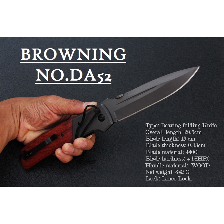 ภาพหน้าปกสินค้ามีดพับด้ามไม้ BROWNING DA52 Stainless Steel มีด เกรดดี จากค่ายเขากวาง