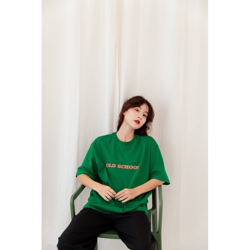 97x-green-old-school-oversize-เสื้อยืดโอเวอร์ไซส์-ถ่ายจากสินค้าจริง