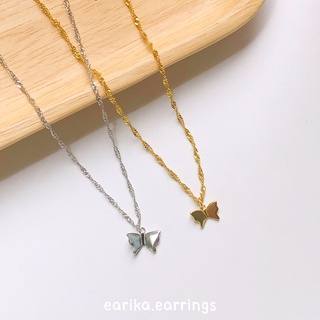 (กรอกโค้ด 72W5V ลด 65.-) earika.earrings - beast buttie necklace สร้อยคอเงินแท้จี้ผีเสื้อ (มีให้เลือก 2 สี)  ปรับขนาดได้