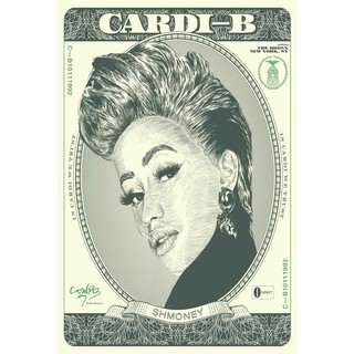 โปสเตอร์ Cardi B คาร์ดิ บี Poster วอลเปเปอร์ ตกแต่งผนัง Hip hop Hiphop rapper แร็ปเปอร์ ของขวัญ รูปภาพ โปสเตอร์ฮิปฮอป