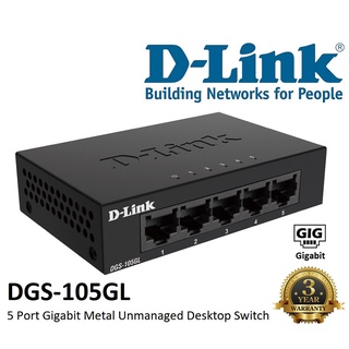 สินค้า สวิตซ์ฮับ D-LINK (DGS-105GL) 5 Port Gigabit Metal Unmanaged Desktop Switch 10/100/1000 Mbps