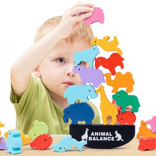 เรียงสัตว์ขึ้นเรือ ของเล่นไม้ เกมส์ทรงตัว ของเล่นเสริมพัฒนาการ - animal balance