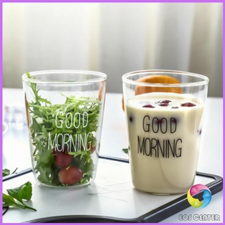 [A641] แก้วกาแฟ สกินตัวหนังสือ Good MORNING  ดีไซน์เลิศ  Breakfast glass