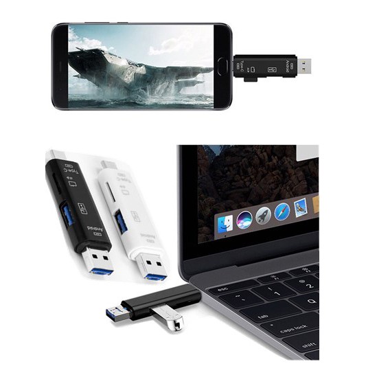 ภาพหน้าปกสินค้าType C / USB / Micro USB SD TF Memory Card Reader OTG Adapter 5 in 1 USB 3.0 จากร้าน newpower2 บน Shopee