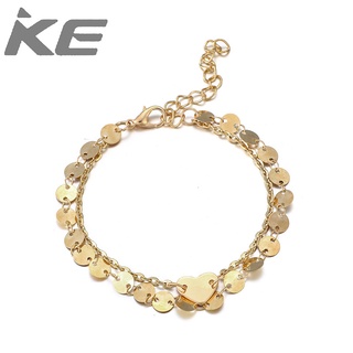 Simple Beach Love Round Sequin Alloy Double Anklet Women for girls for women low price