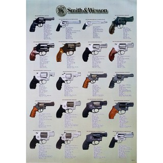 โปสเตอร์ ปืน สมิธแอนด์เวสสัน SMITH &amp; WESSON REVOLVERS POSTER 24"x35" Inch PISTOLS GUNS U.S.A. FIREARMS HANDGUNS v2