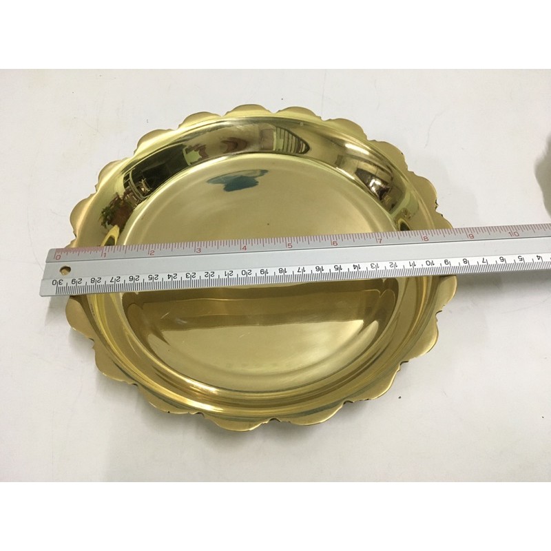 brass-byfa-f1088-ถาดทองเหลือง-9-ถาดหล่อใหม่-งานเรียบแวววาว-ขอบถาดหยักพริ้ว-ขนาด-9-นิ้ว-งานหล่อ-น้ำหนักดี-ทองเหลือง